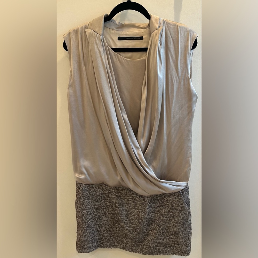 Maurizio Pecoraro Milano Silk Beige Dress Size 6